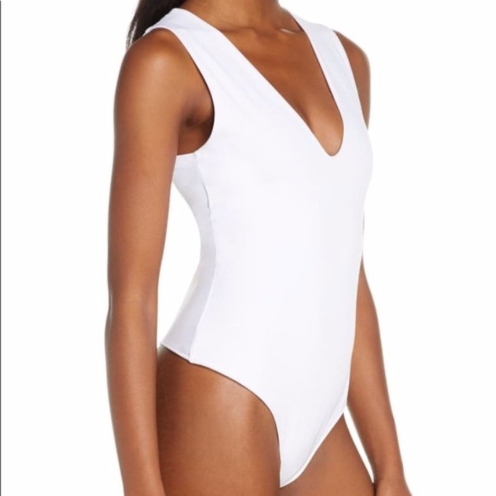 NWT FREE PEOPLE Keep It Sleek Bodysuit White Large - Picture 6 of 6